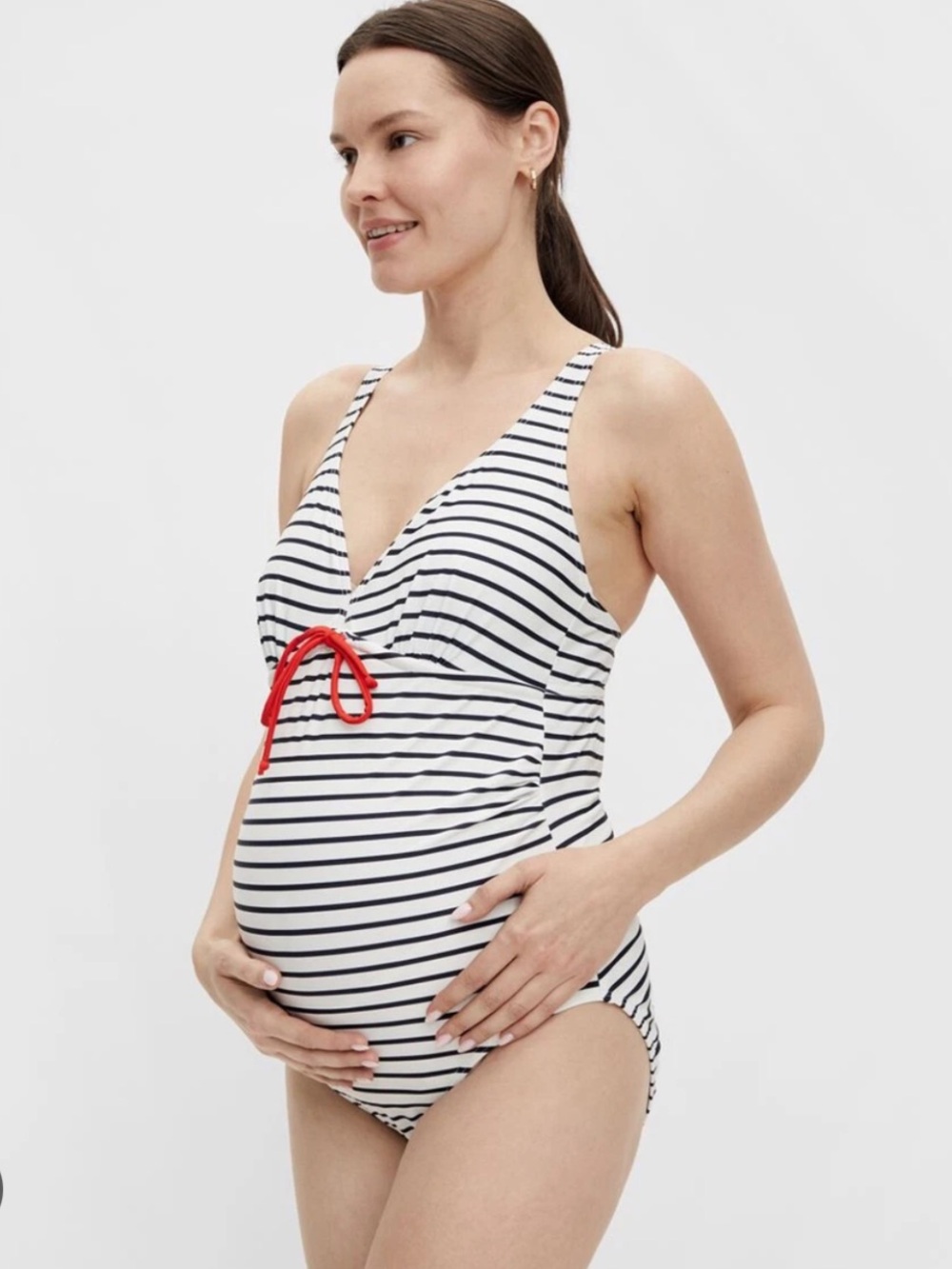 Mama Licious Mamalicious Striped Multiway Strap Maternity Swimsuit SZ Small
